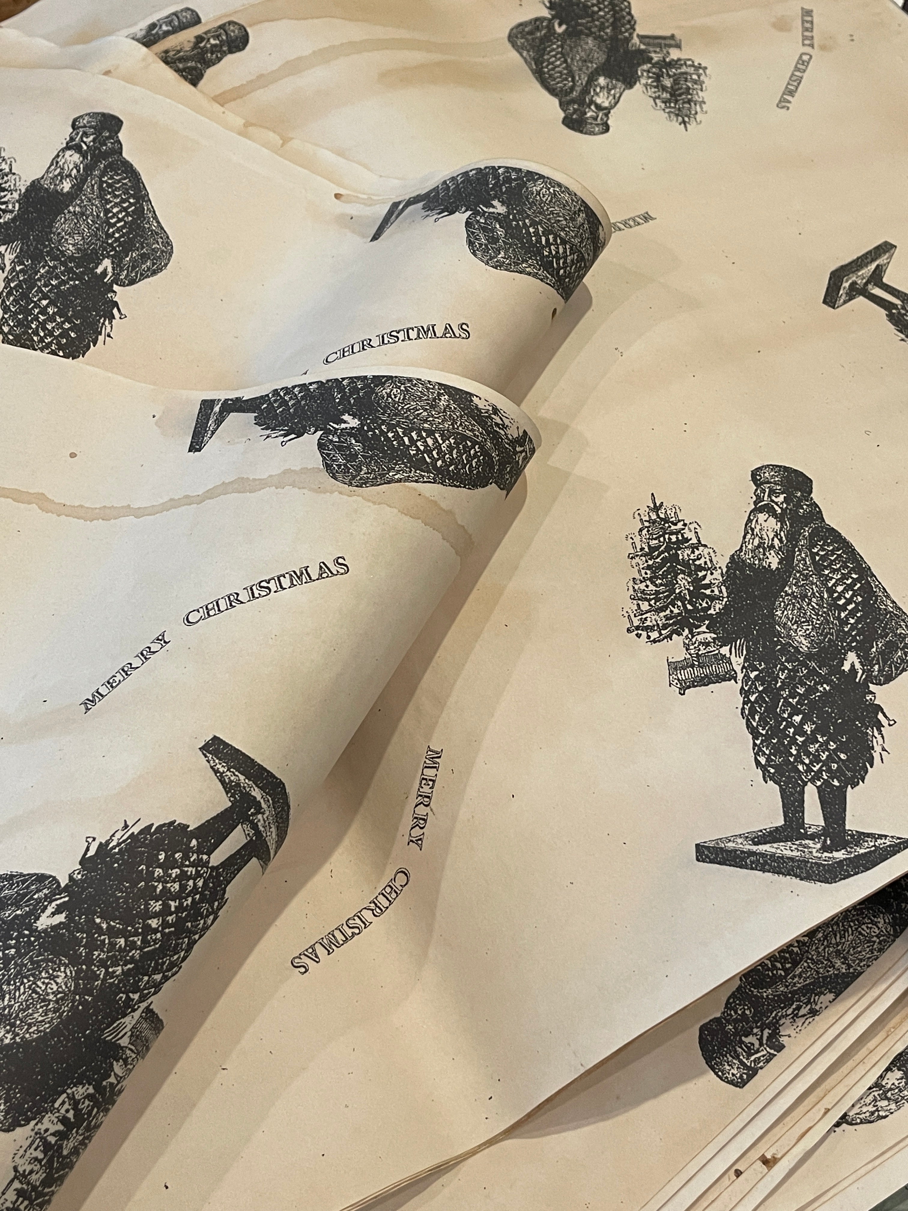 Pinecone Santa Wrapping Paper