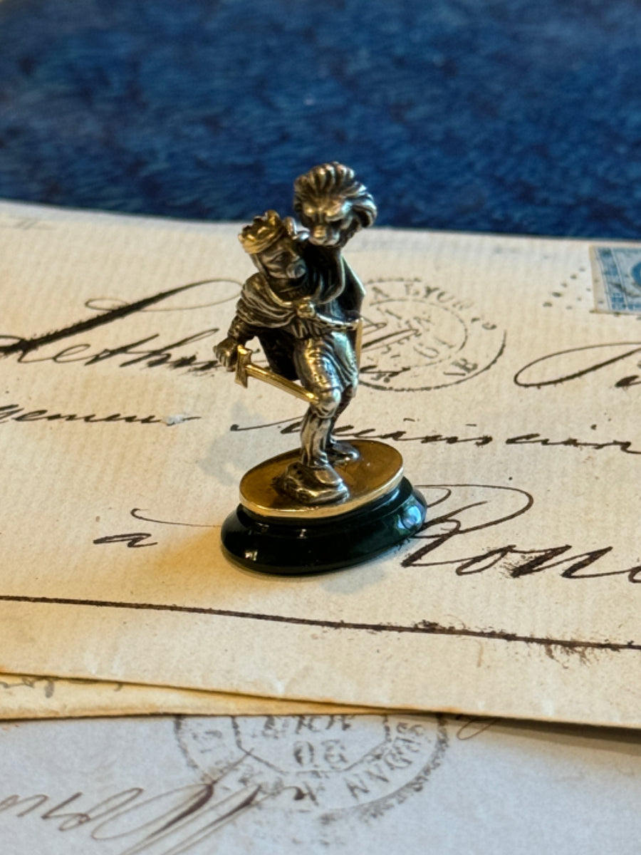 Antique 1800's Victorian Knight Slaying a Lion Seal Pendant – Monahan ...