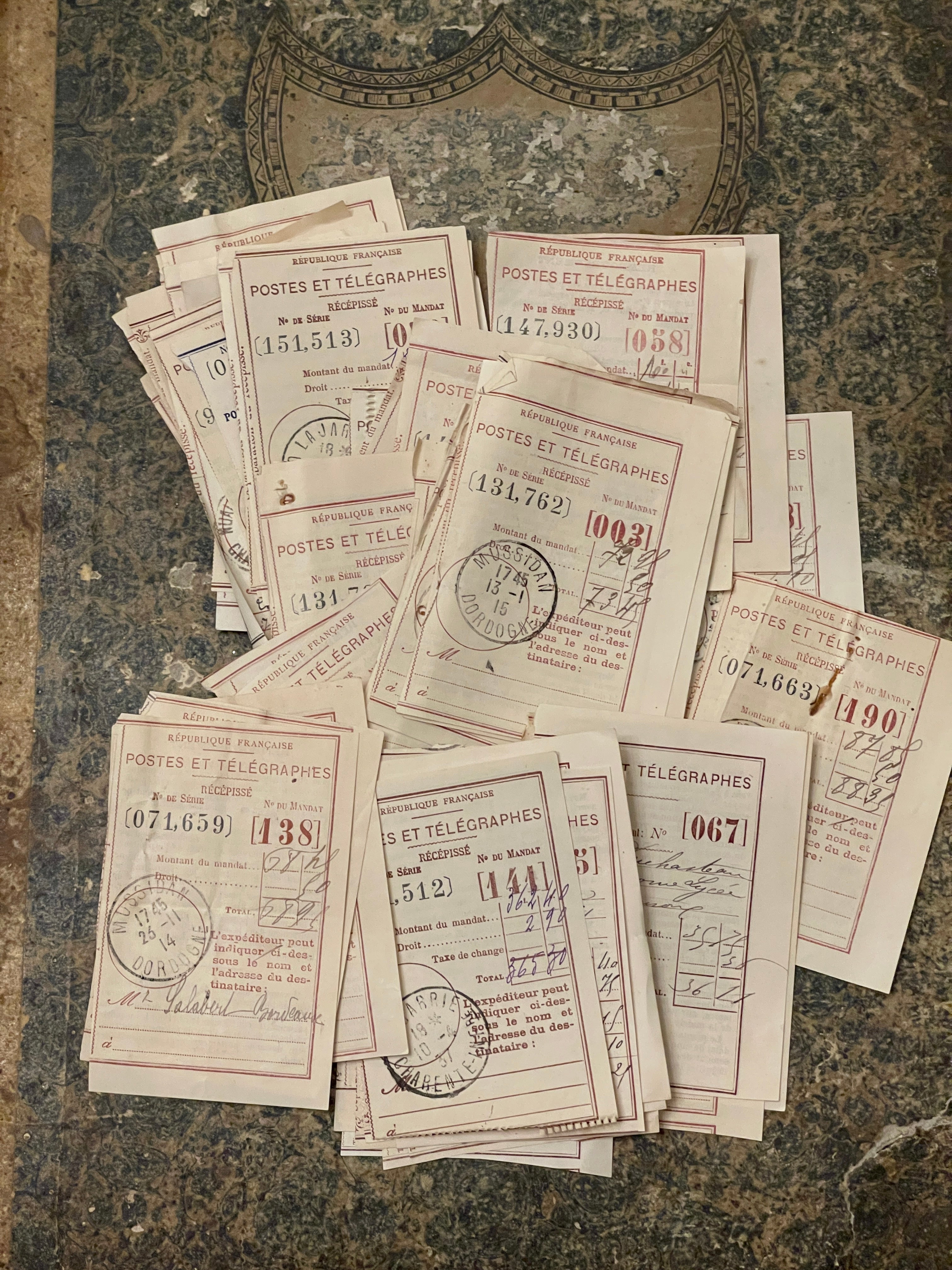 Antique French Telegraph Receipts