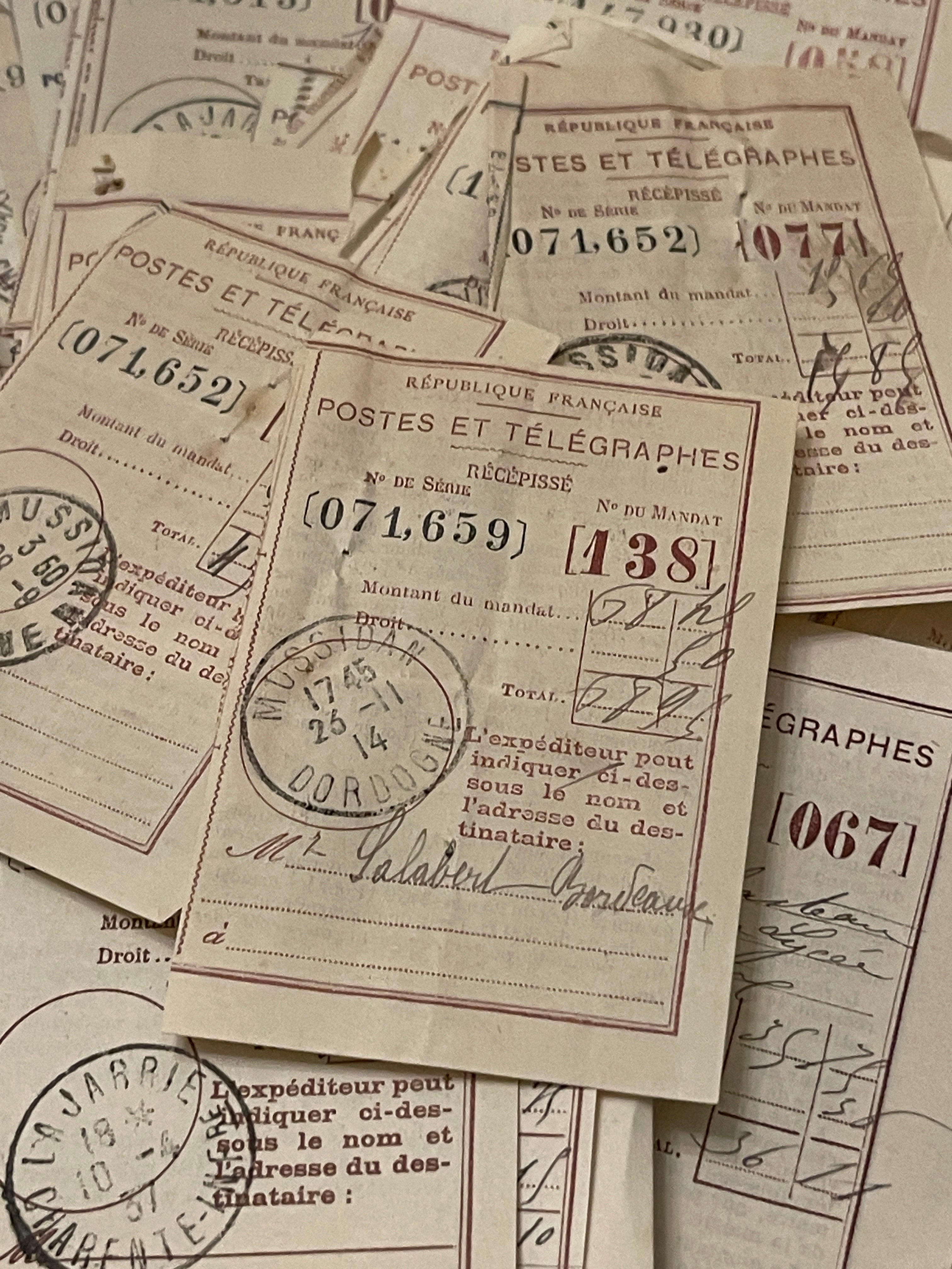 Antique French Telegraph Receipts