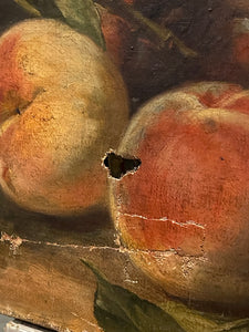 Antique French Florals and Fruits Canvas Painting