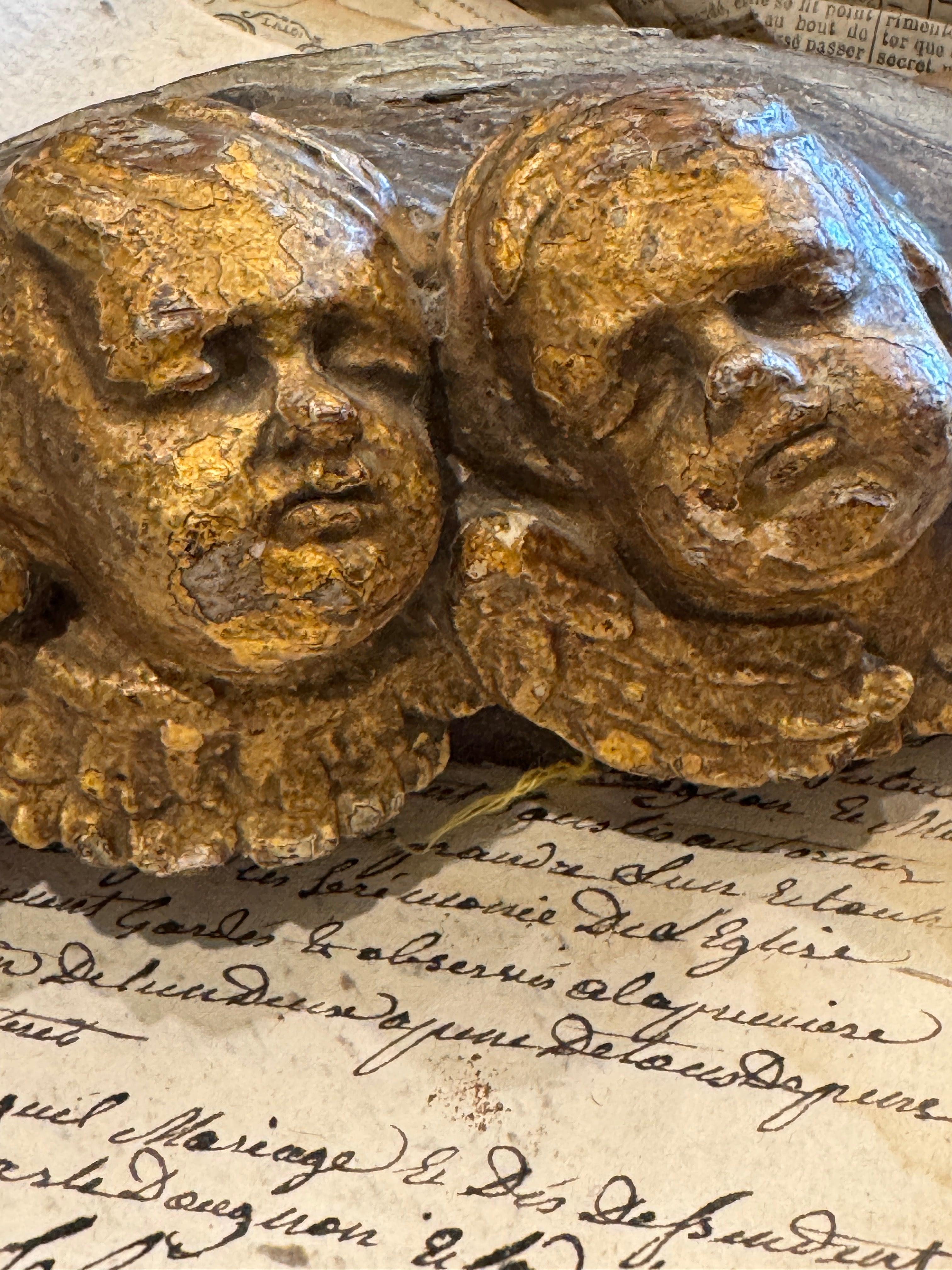 Exquisite Hand Carved Antique French Angels
