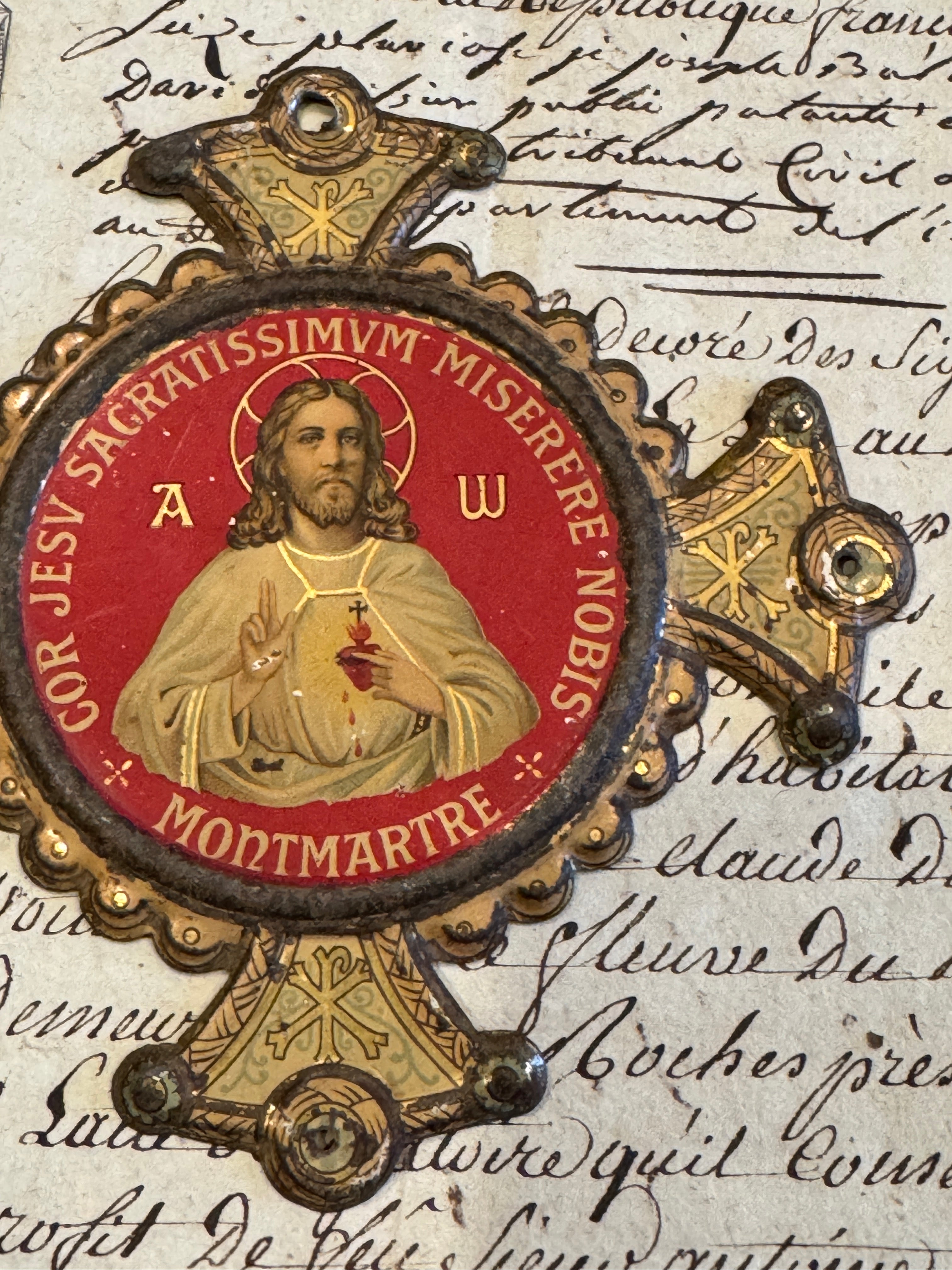 Antique French Sacred Heart of Jesus Relic