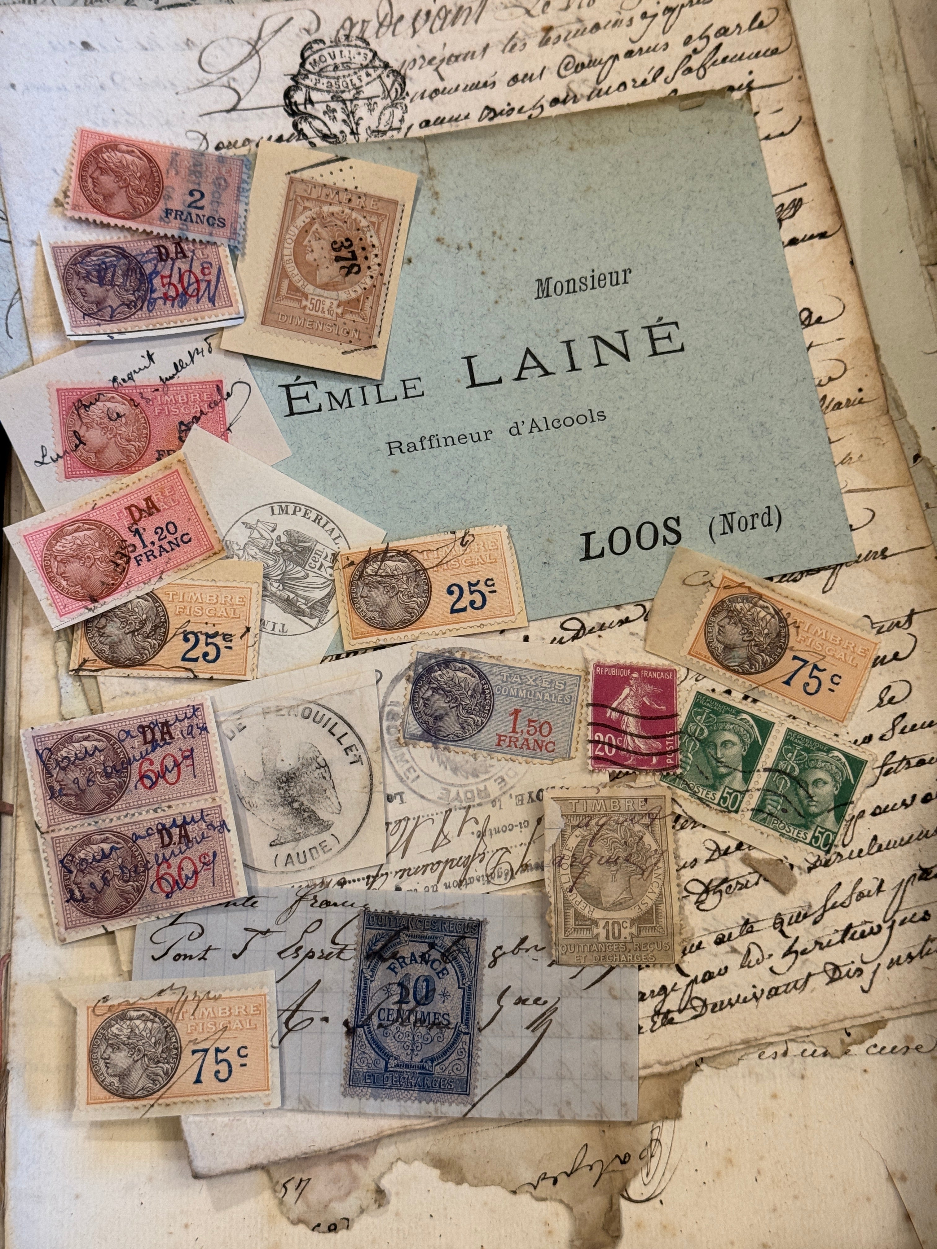 Antique French Envelope with All Sorts of Ephemera