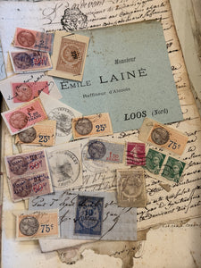 Antique French Envelope with All Sorts of Ephemera