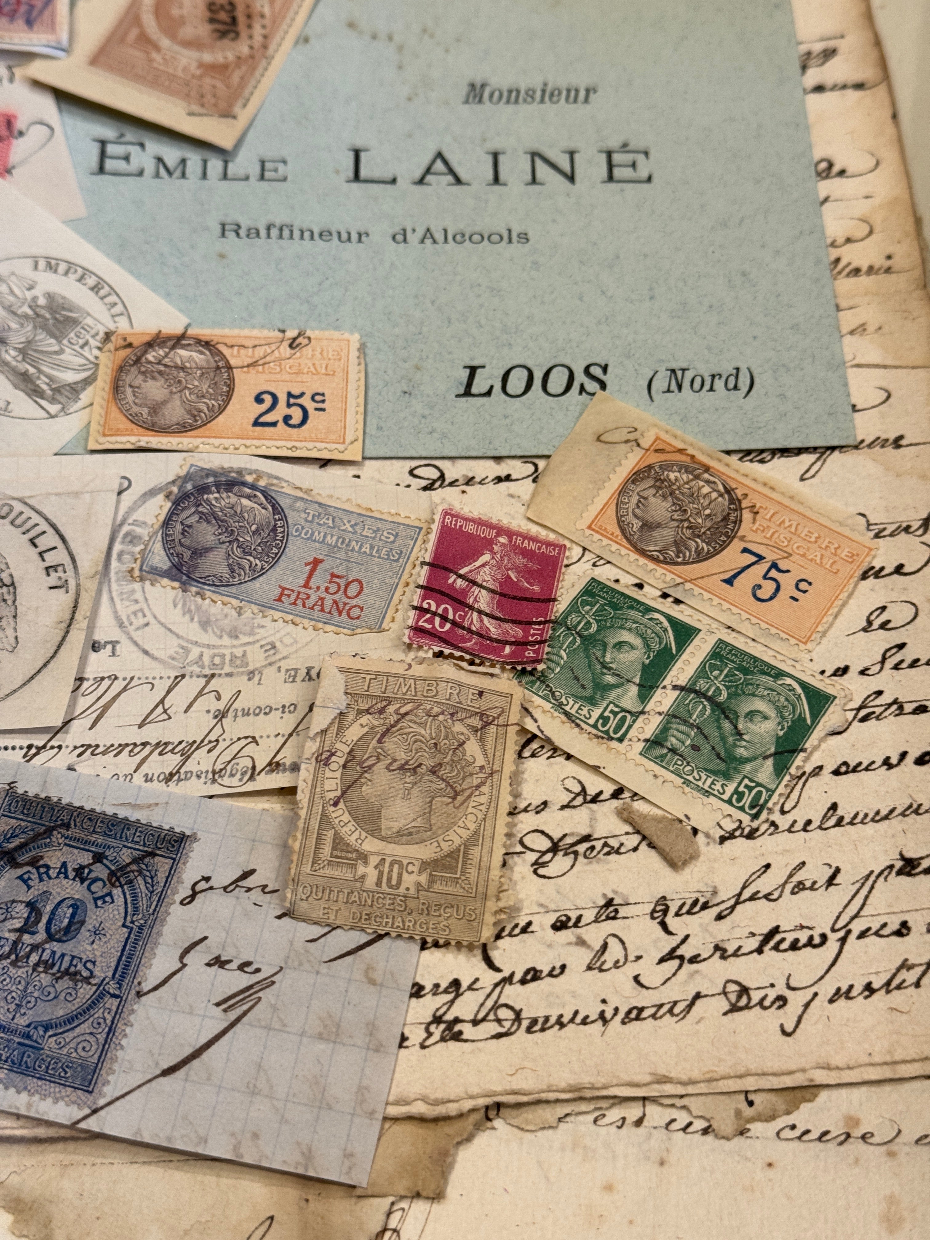 Antique French Envelope with All Sorts of Ephemera
