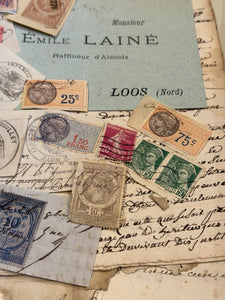Antique French Envelope with All Sorts of Ephemera