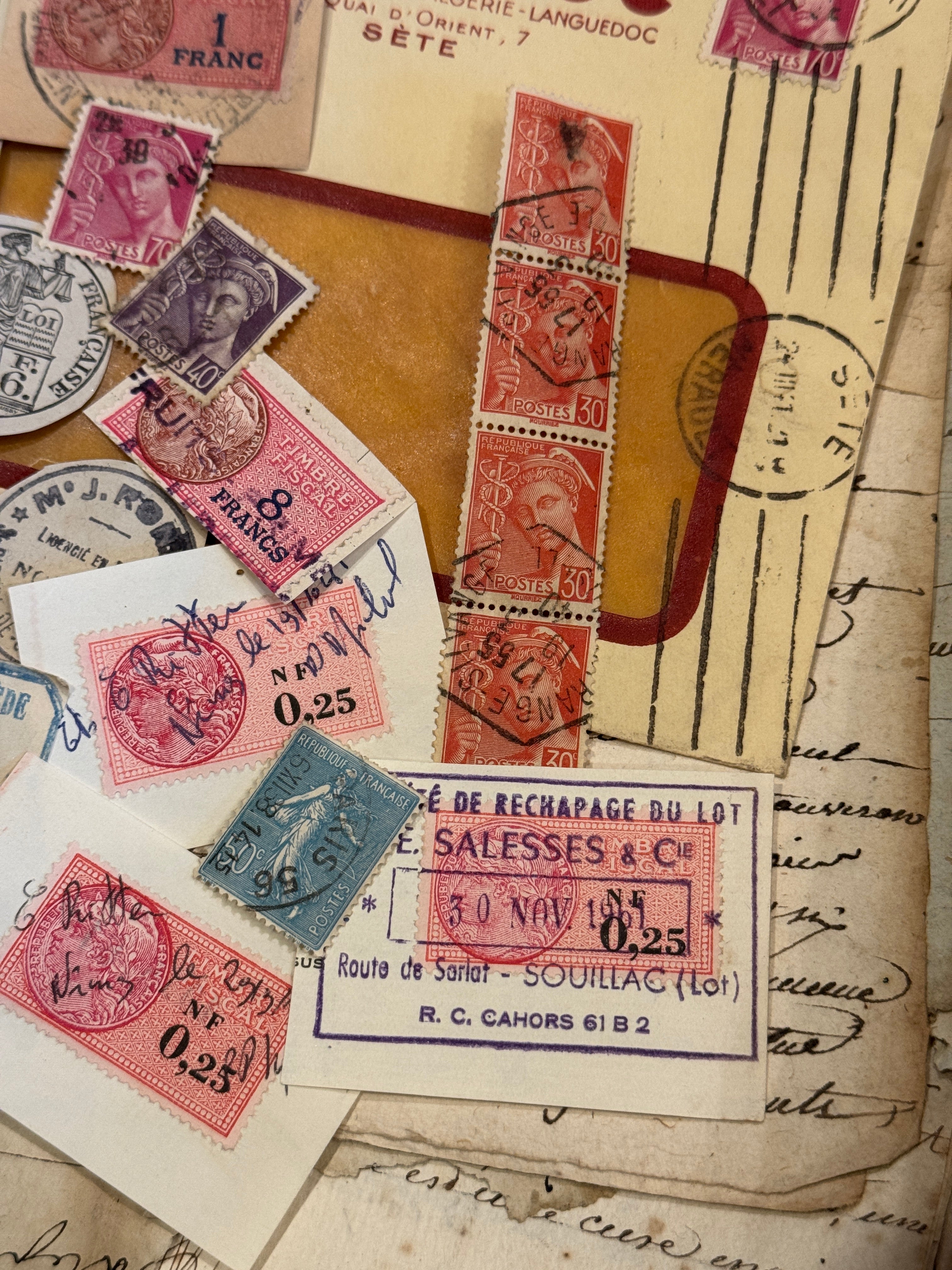 Antique French Envelope with All Sorts of Ephemera