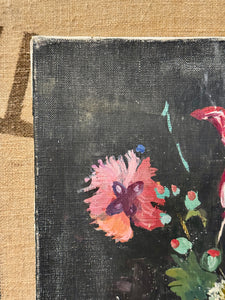 Original Antique French Botanical Canvas Painting