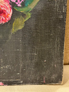 Original Antique French Botanical Canvas Painting