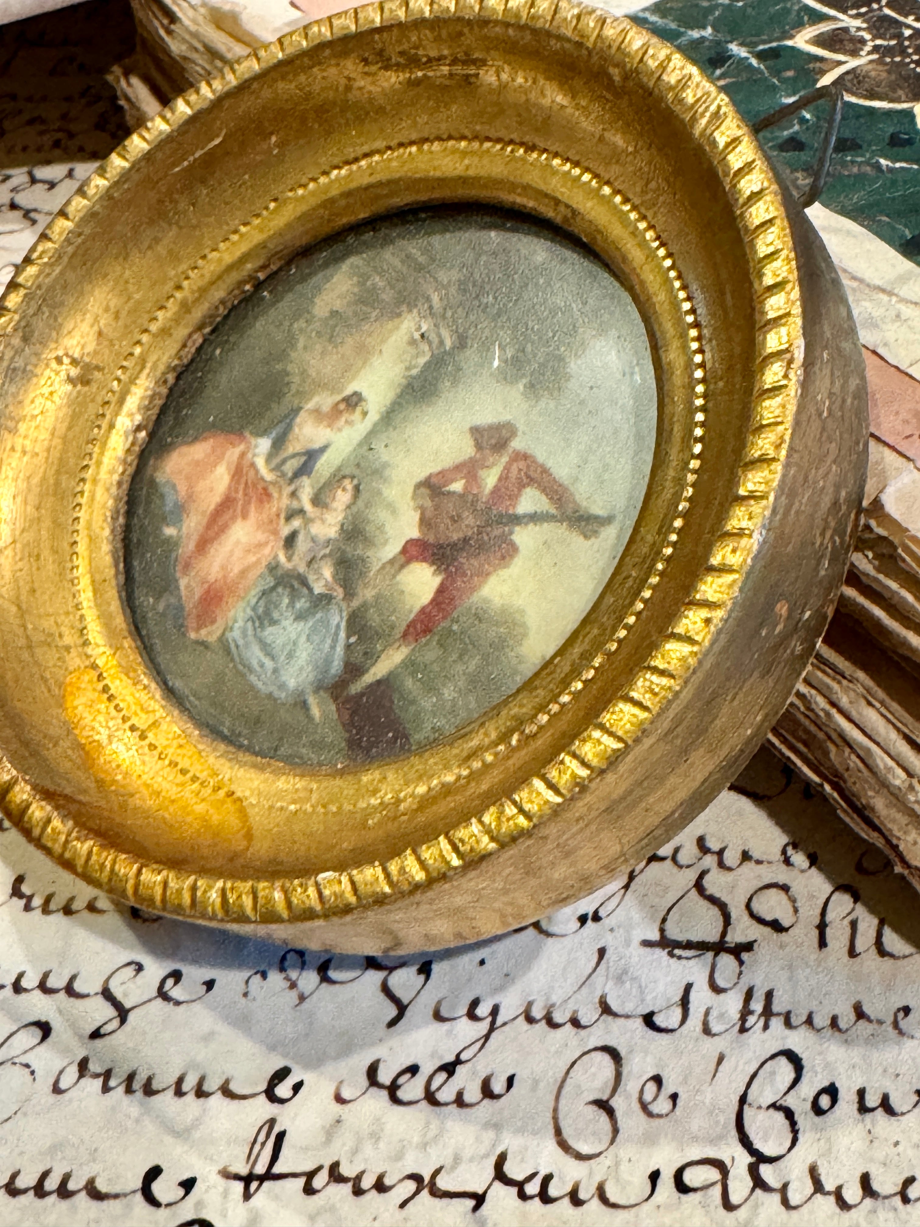 Darling Miniature French Gilt Framed Picture