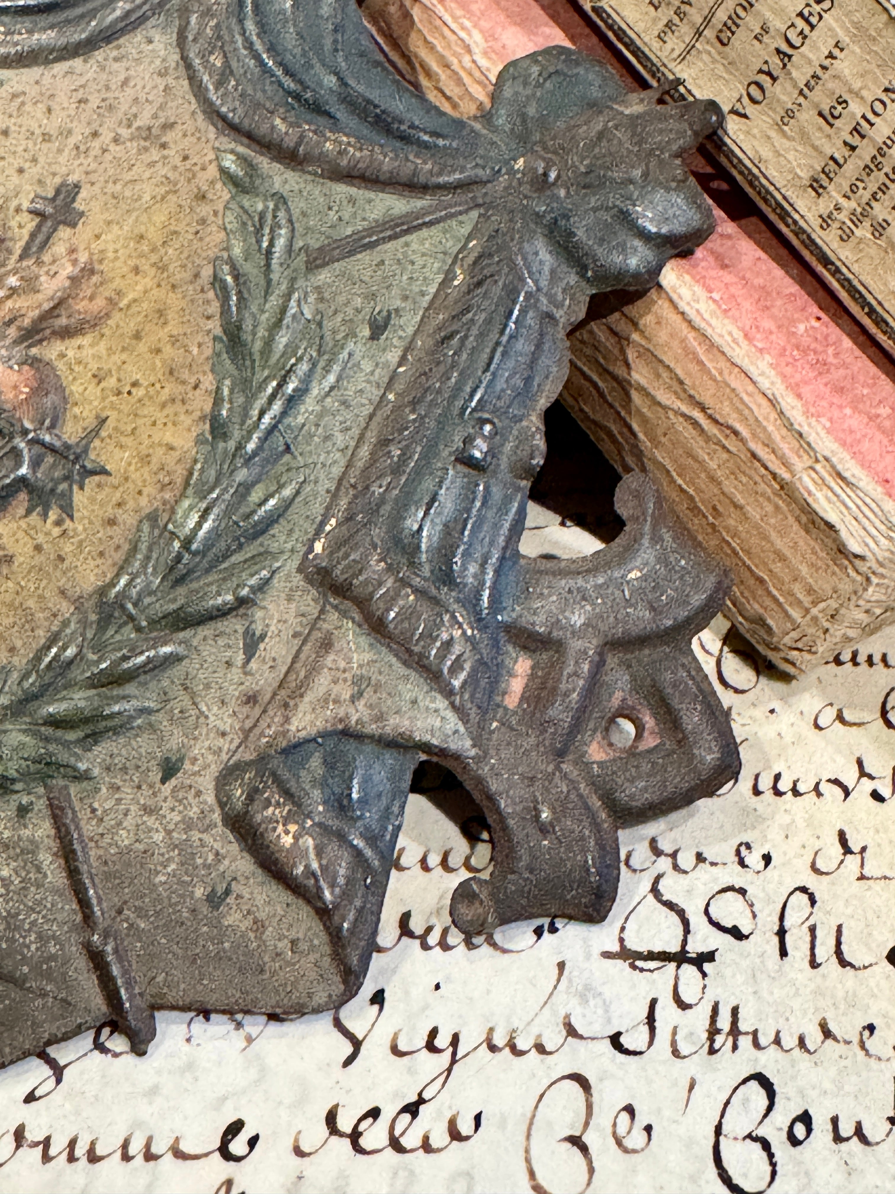 EXTREMELY RARE Antique French Saint Augustine Procession Shield