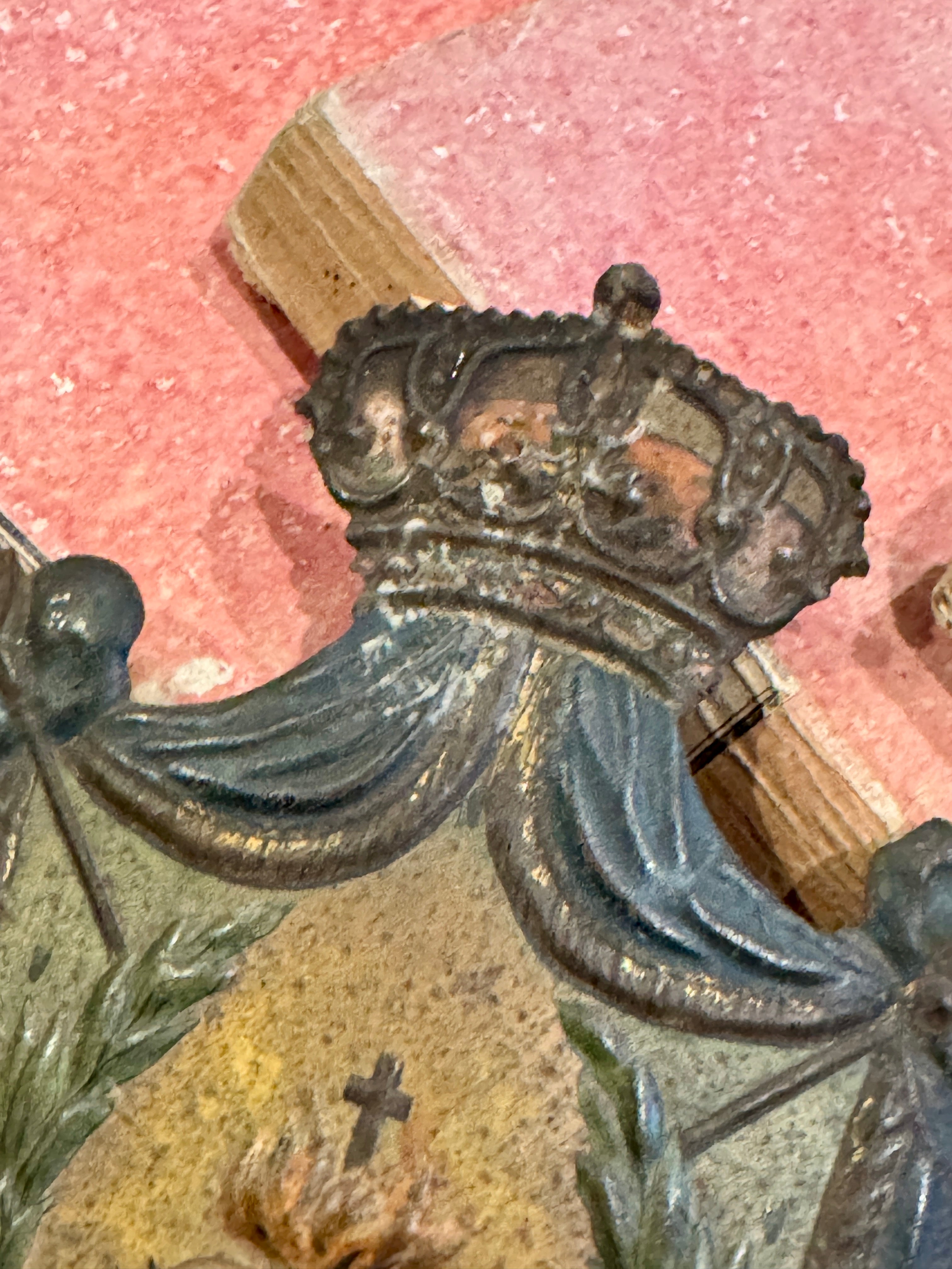 EXTREMELY RARE Antique French Saint Augustine Procession Shield