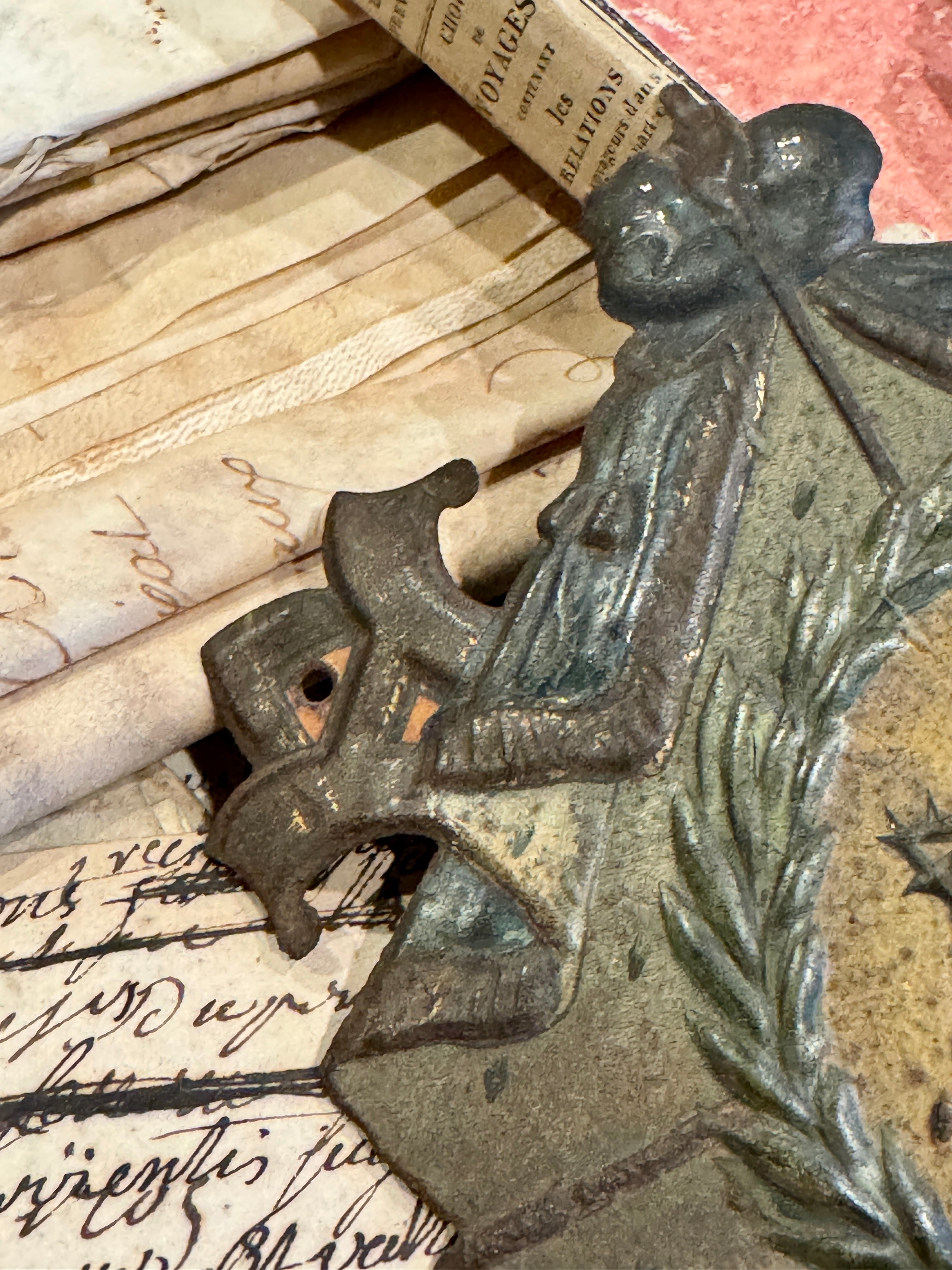 EXTREMELY RARE Antique French Saint Augustine Procession Shield