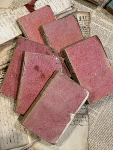 Reserved For Cynda - Darling Antique French Deckled Edge PINK Paste Paper Books