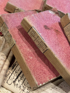 Reserved For Cynda - Darling Antique French Deckled Edge PINK Paste Paper Books