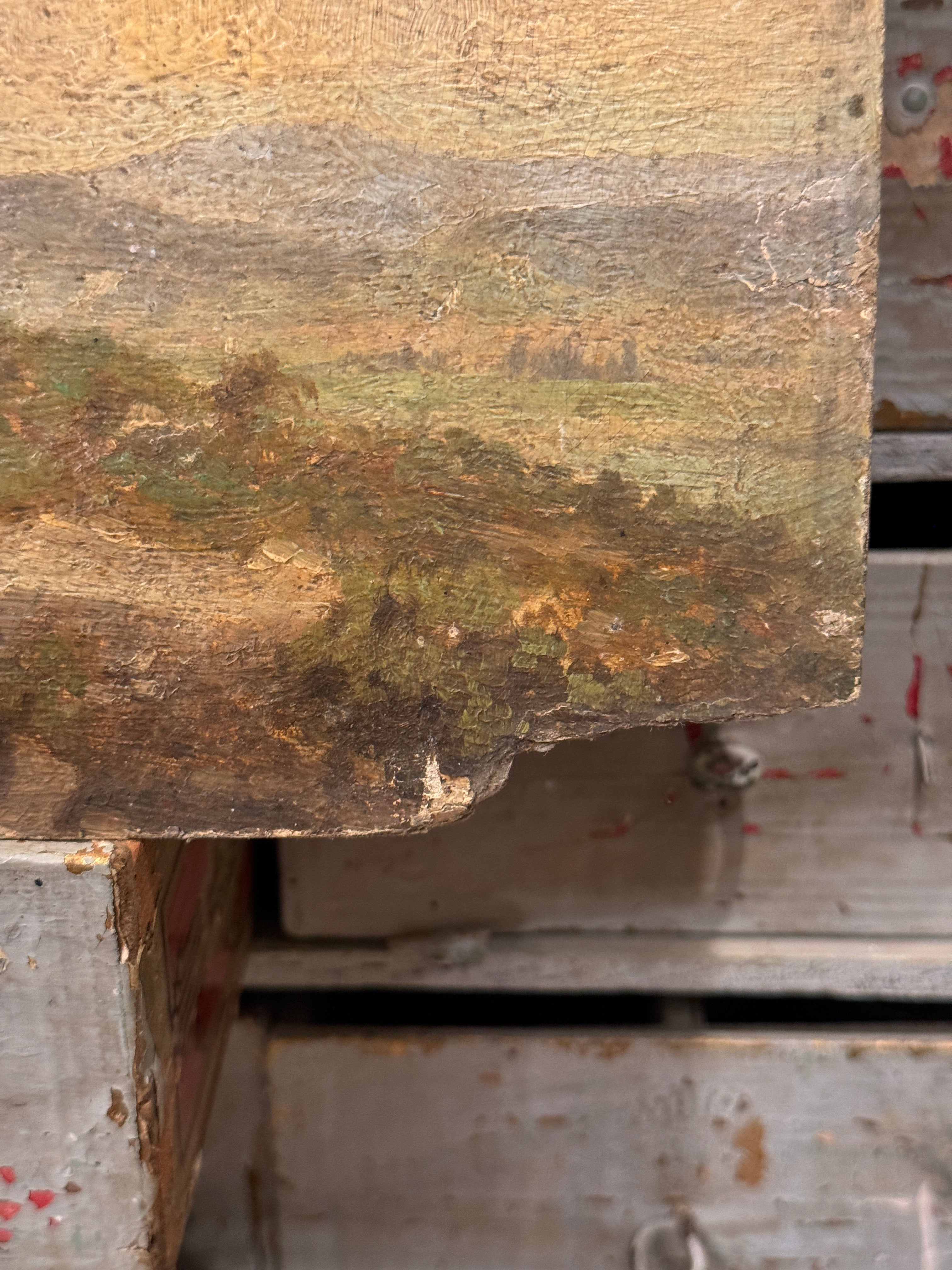 Beautiful Antique Timeworn French Painting