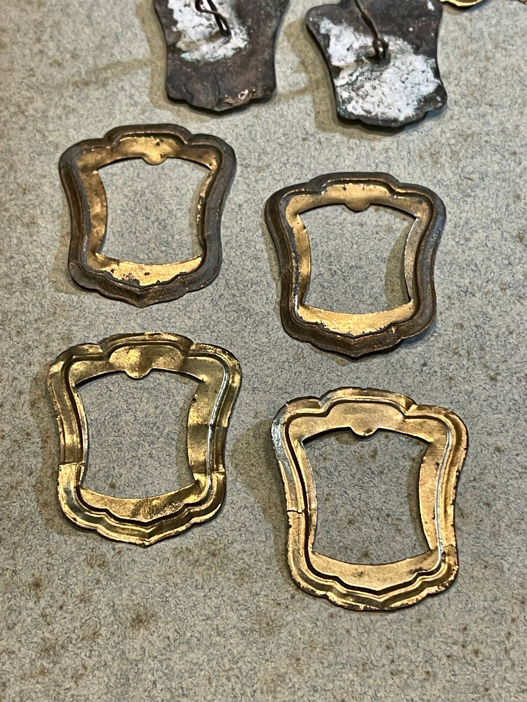 Antique French Brass Frames for Enamel Clock Numbers