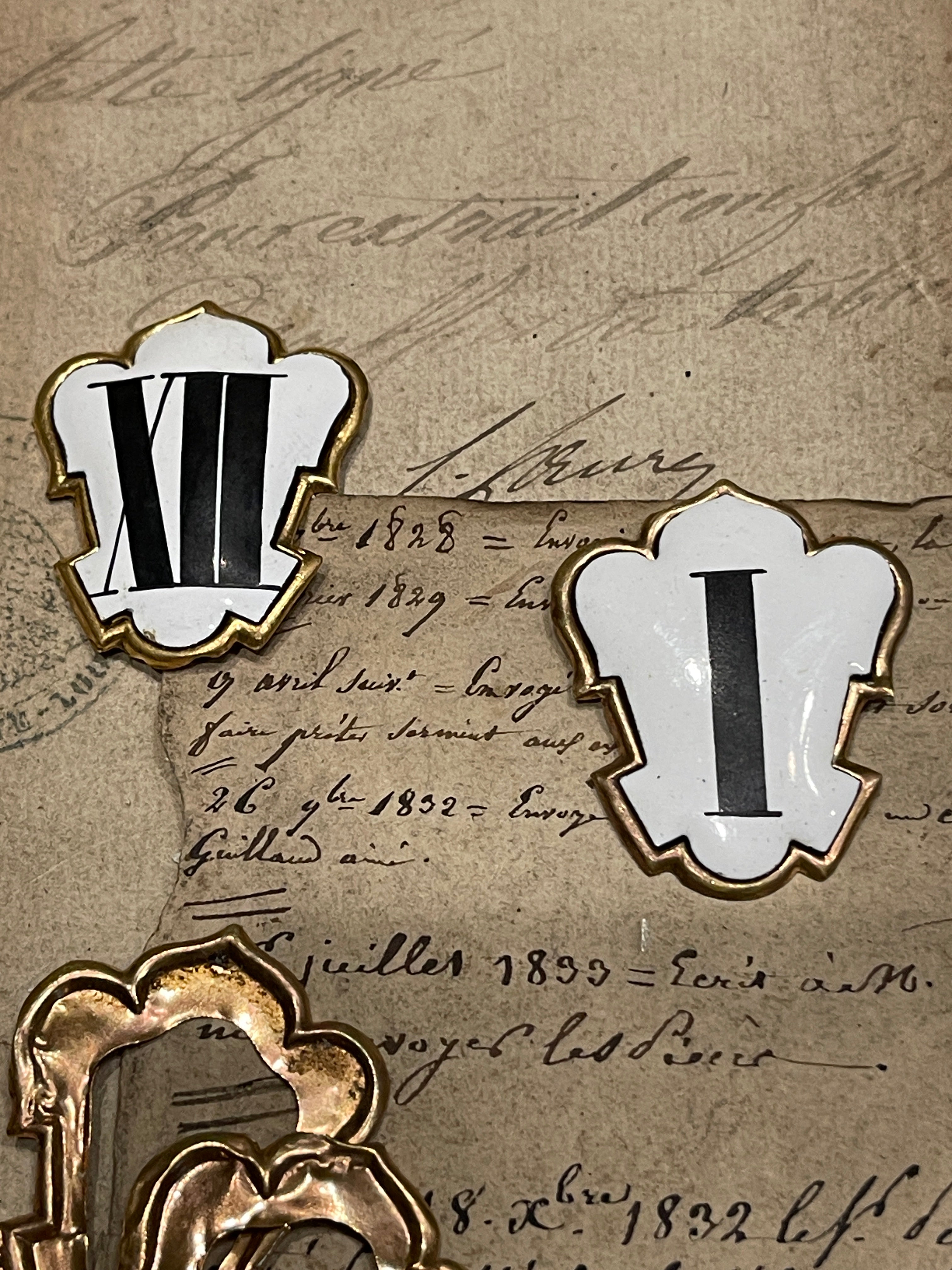 BLACK and WHITE French Fleur De Lis Enamel Numbers
