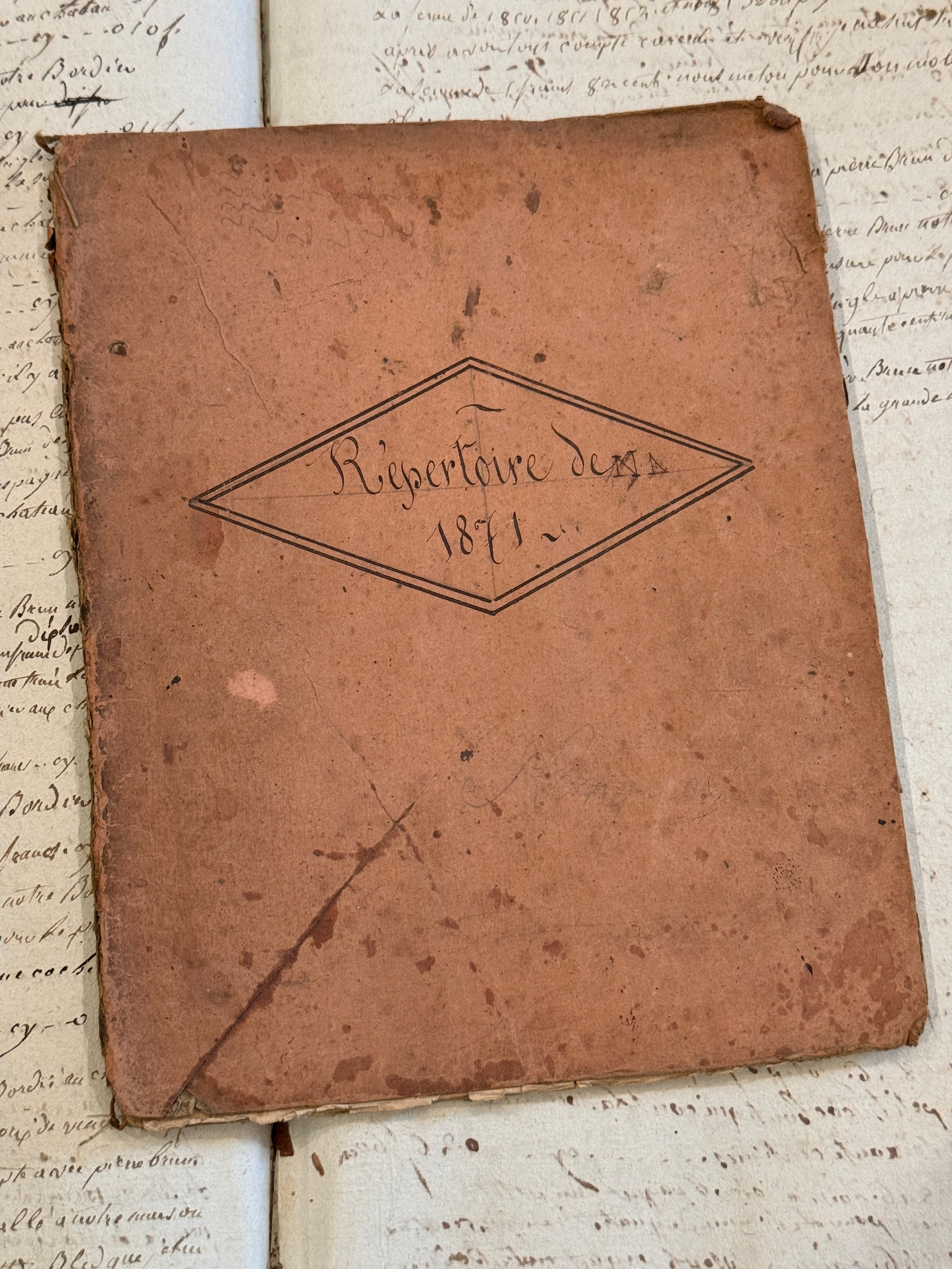 Antique 1871 Repertoire Alphabetique French Notebook