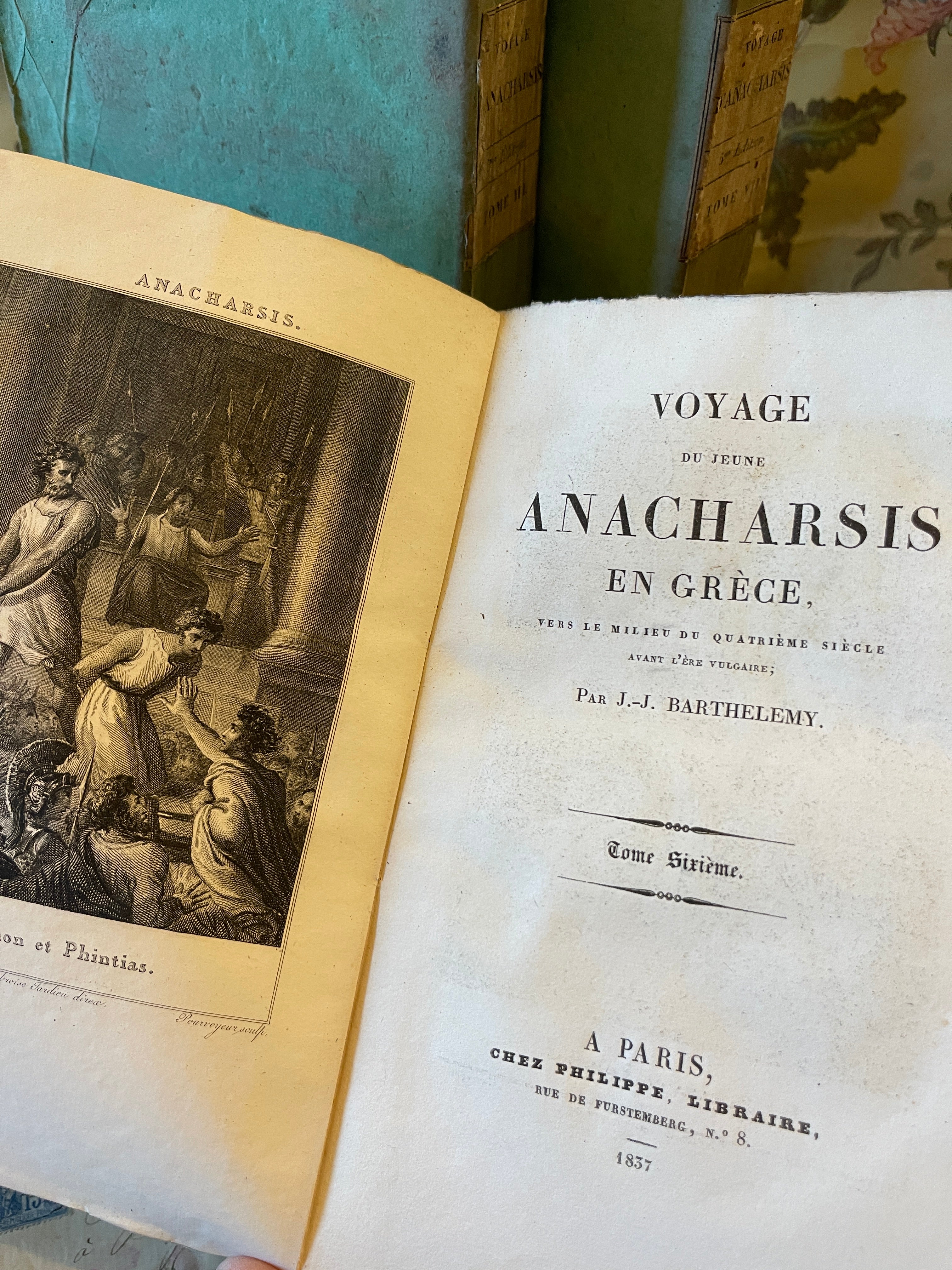 Antique French Deckled Edge Green Books