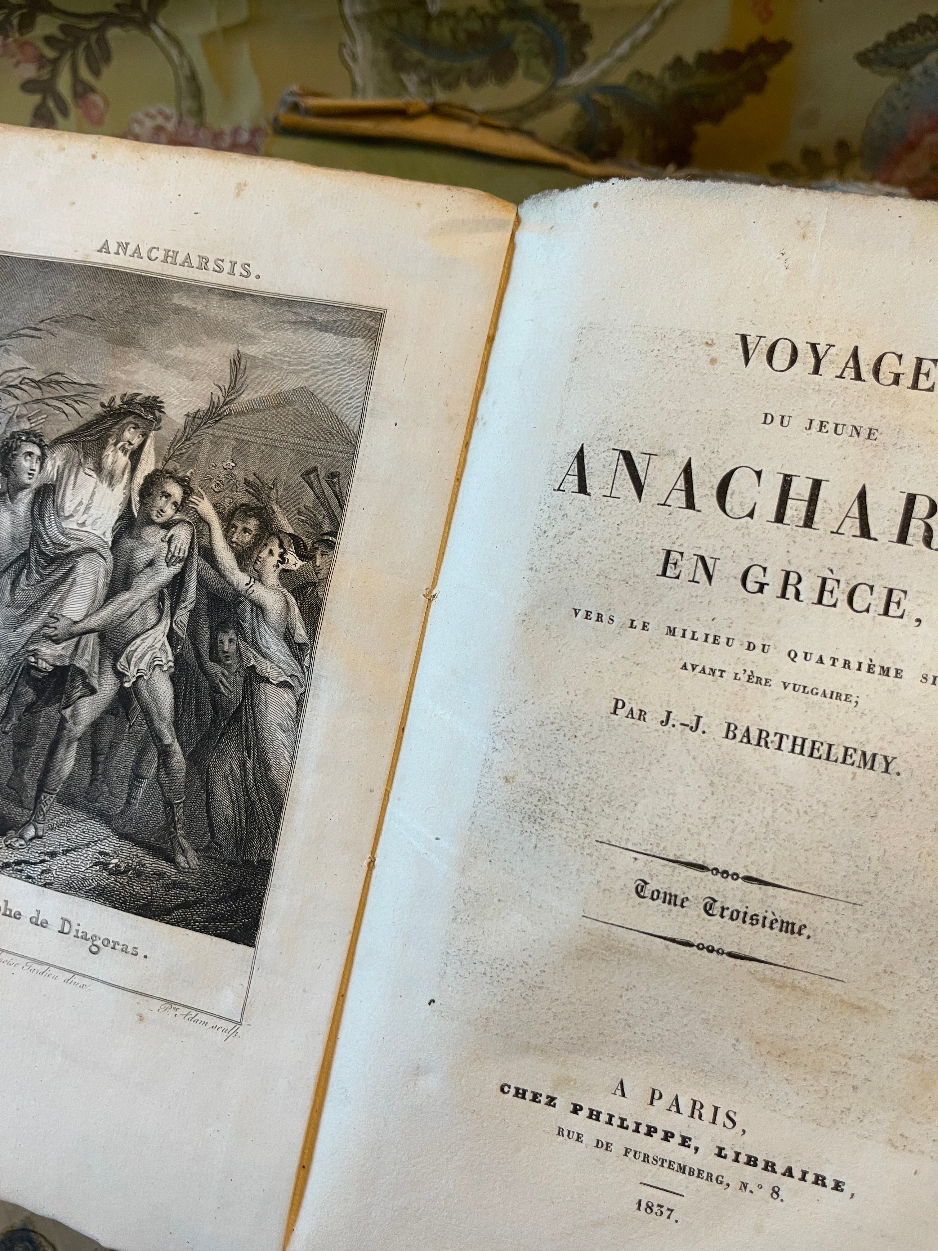 Antique French Deckled Edge Green Books