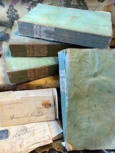 Antique French Deckled Edge Green Books