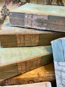 Antique French Deckled Edge Green Books