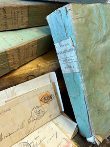 Antique French Deckled Edge Green Books