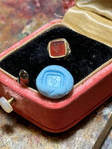 Rare 1840's 9ct Gold Carnelian Musical Lyre Seal/Fob