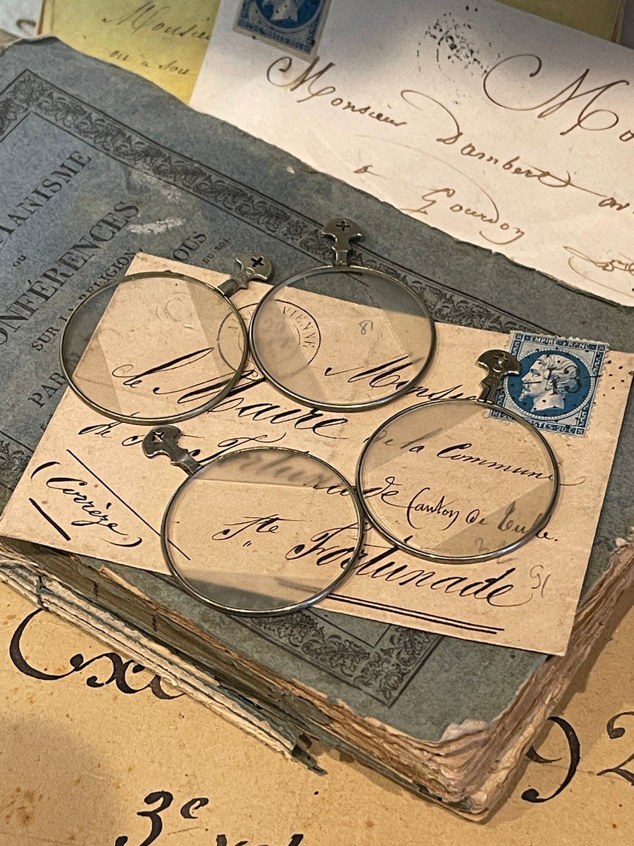 Antique Optical Lens with Silver frame and Frosted Half Moon Top ...