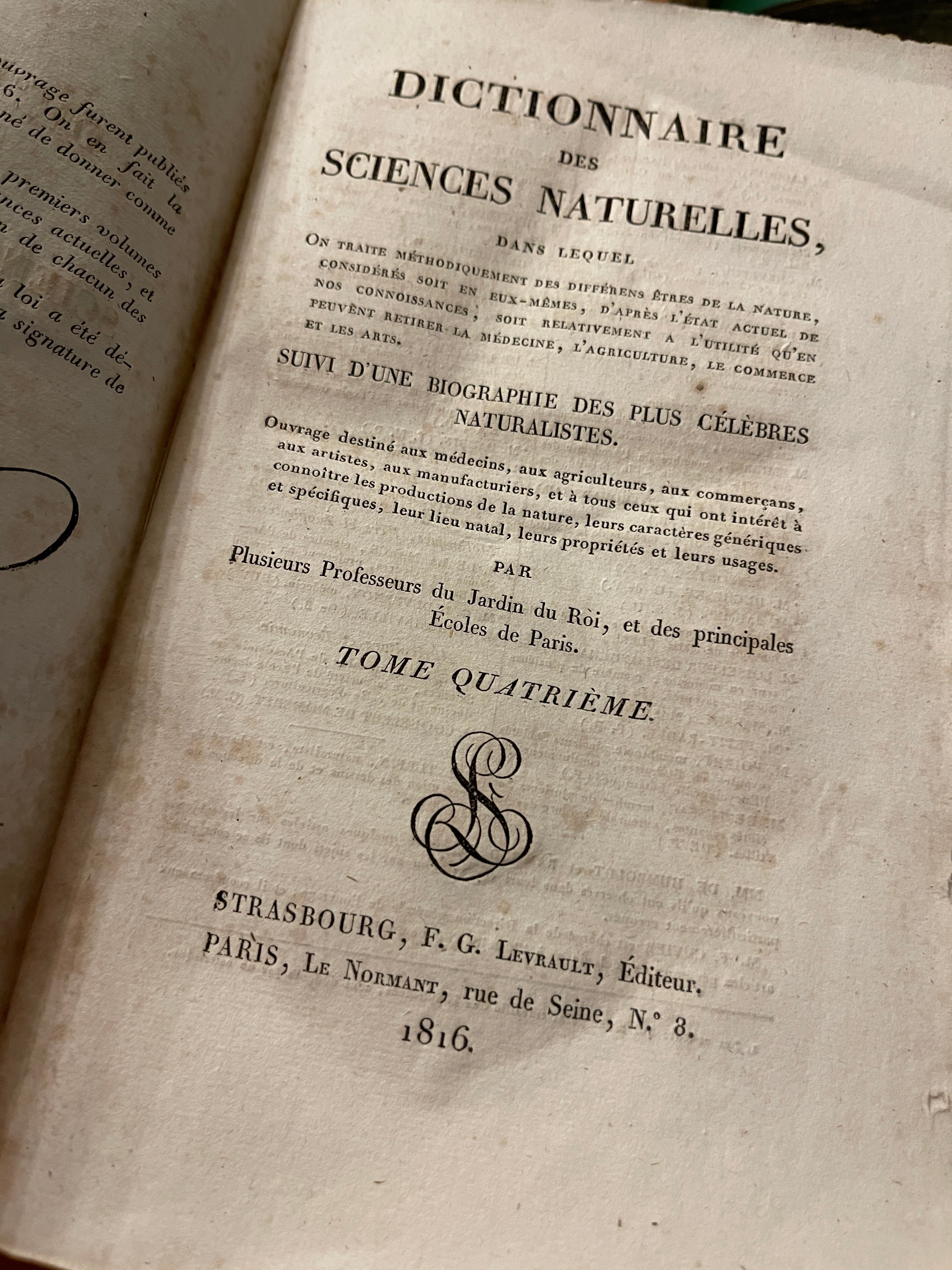 1800's - French DICTIONNAIRE Des Sciences Naturalles