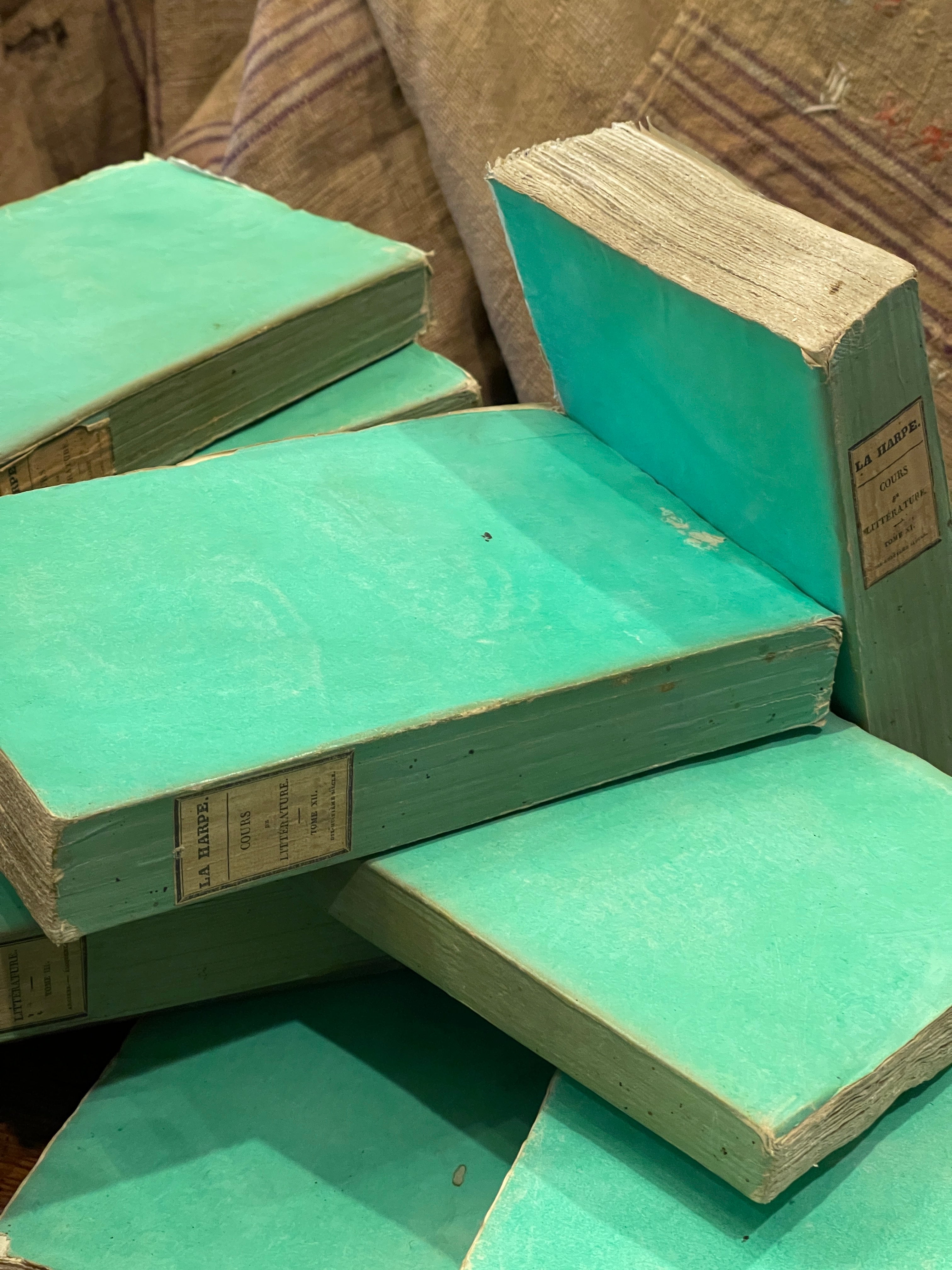 Antique 1800's  - French Deckled Edge Green Books
