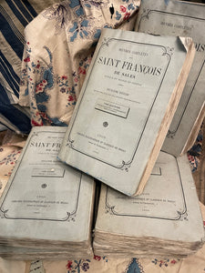 Antique 1860's PALE BLUE/SLATE  French Deckled Edge Books