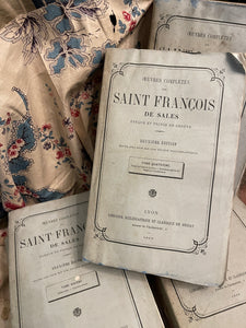 Antique 1860's PALE BLUE/SLATE  French Deckled Edge Books