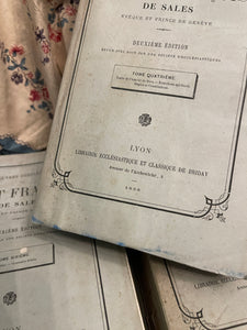 Antique 1860's PALE BLUE/SLATE  French Deckled Edge Books