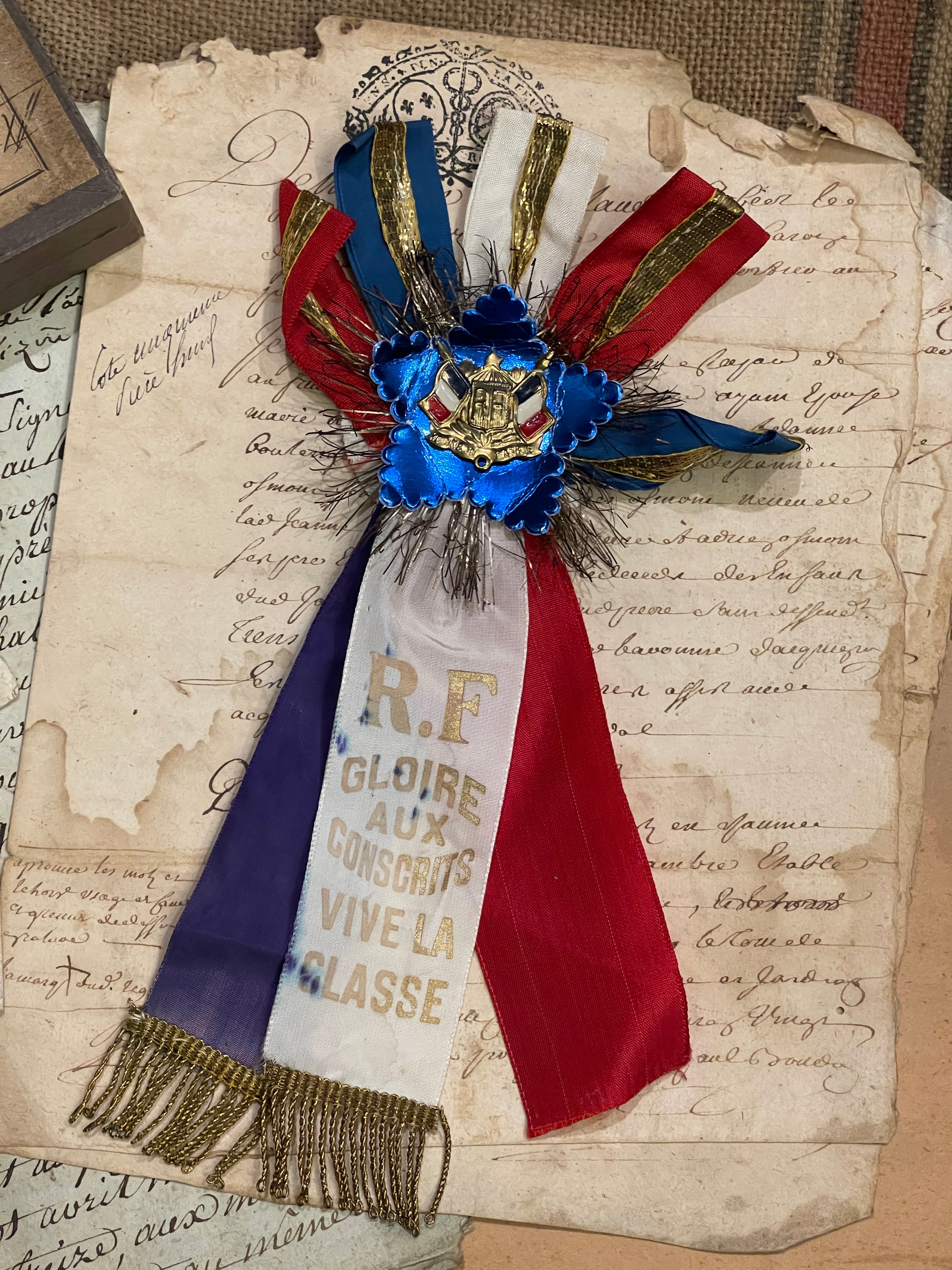 Gorgeous Red, White & Blue STAR Conscrit with Gold Trim