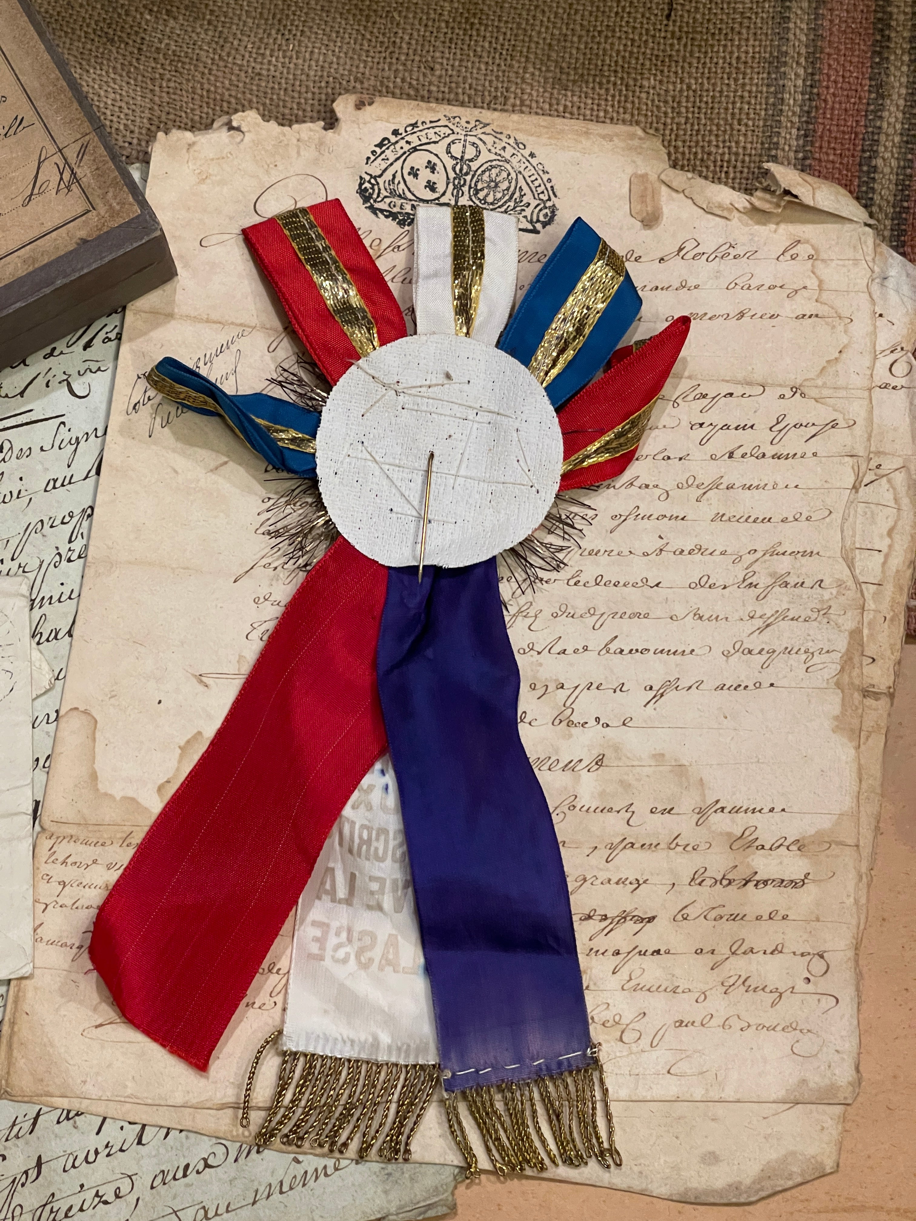 Gorgeous Red, White & Blue STAR Conscrit with Gold Trim