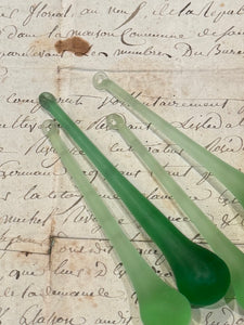 Large Antique French Teardrop Lustres in Green