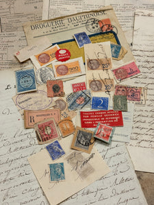 Antique French Envelope with Assorted Ephemera