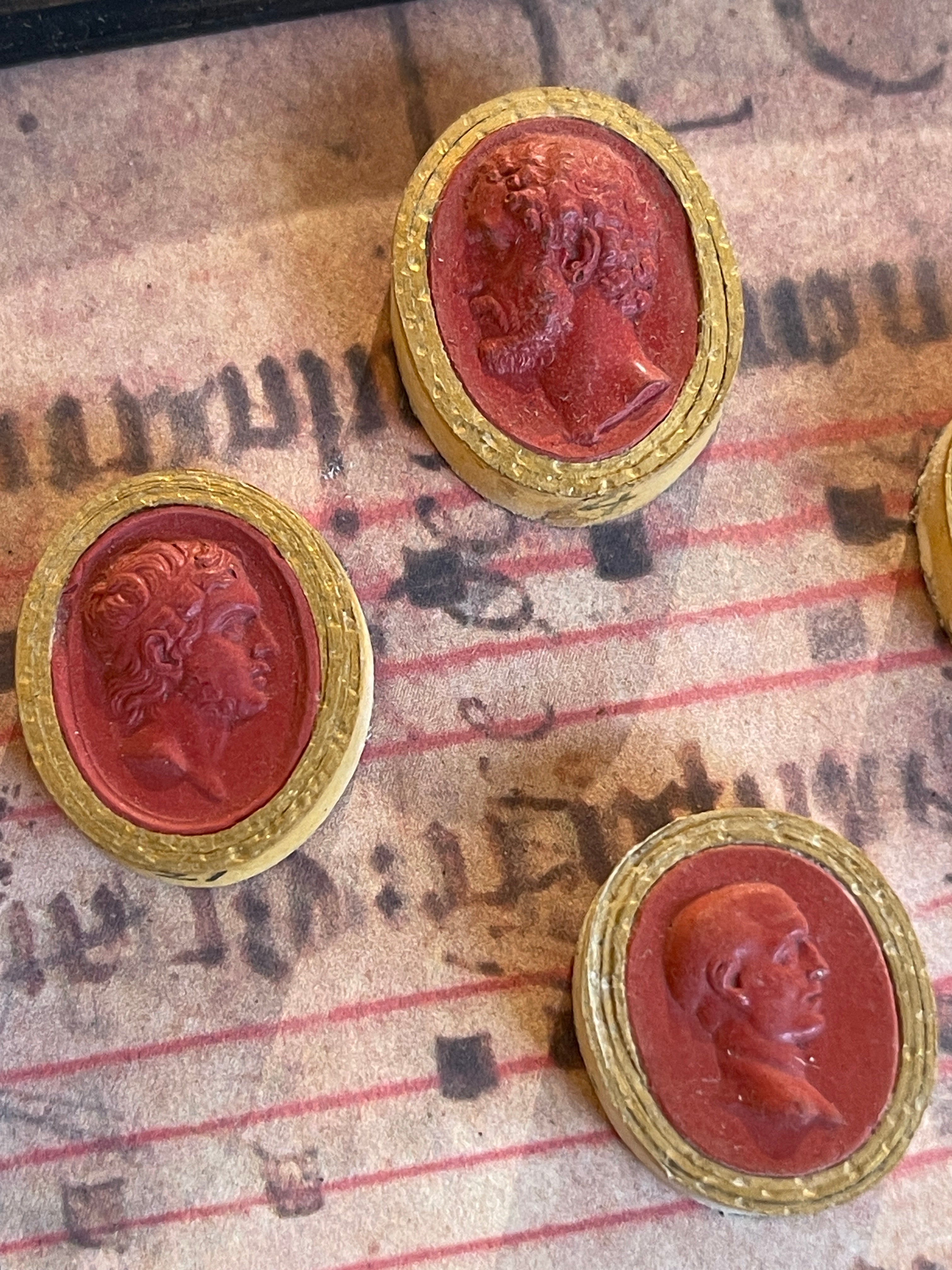 Rare Early 1800's Antique Red Sulfur Intaglios