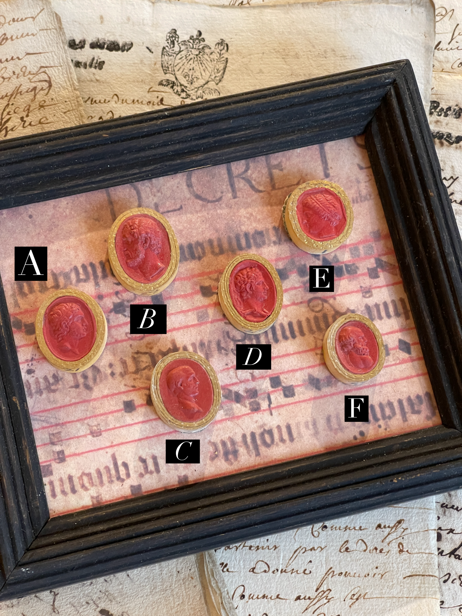 Rare Early 1800's Antique Red Sulfur Intaglios