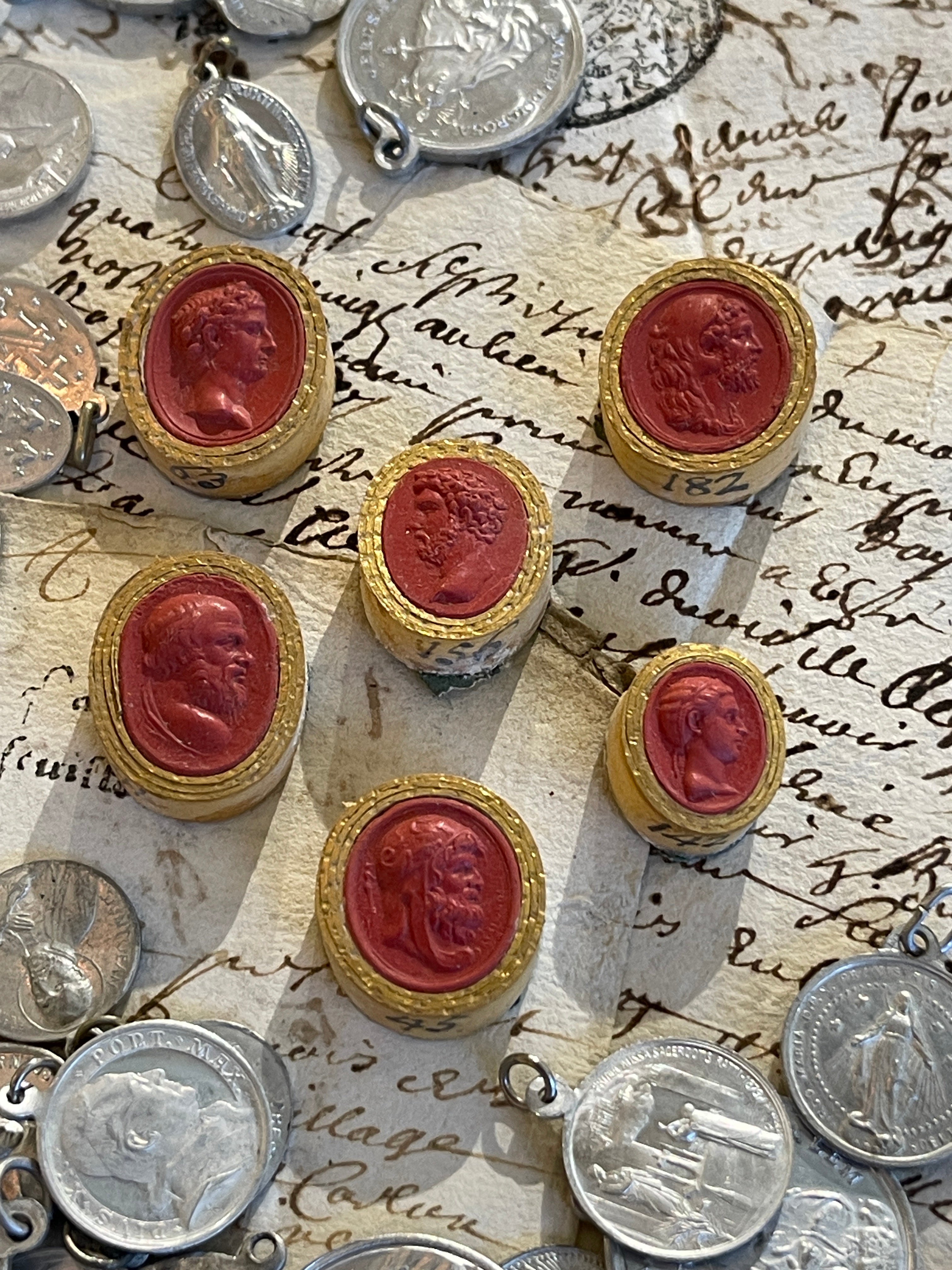 Rare Early 1800's Antique Red Sulfur Intaglios