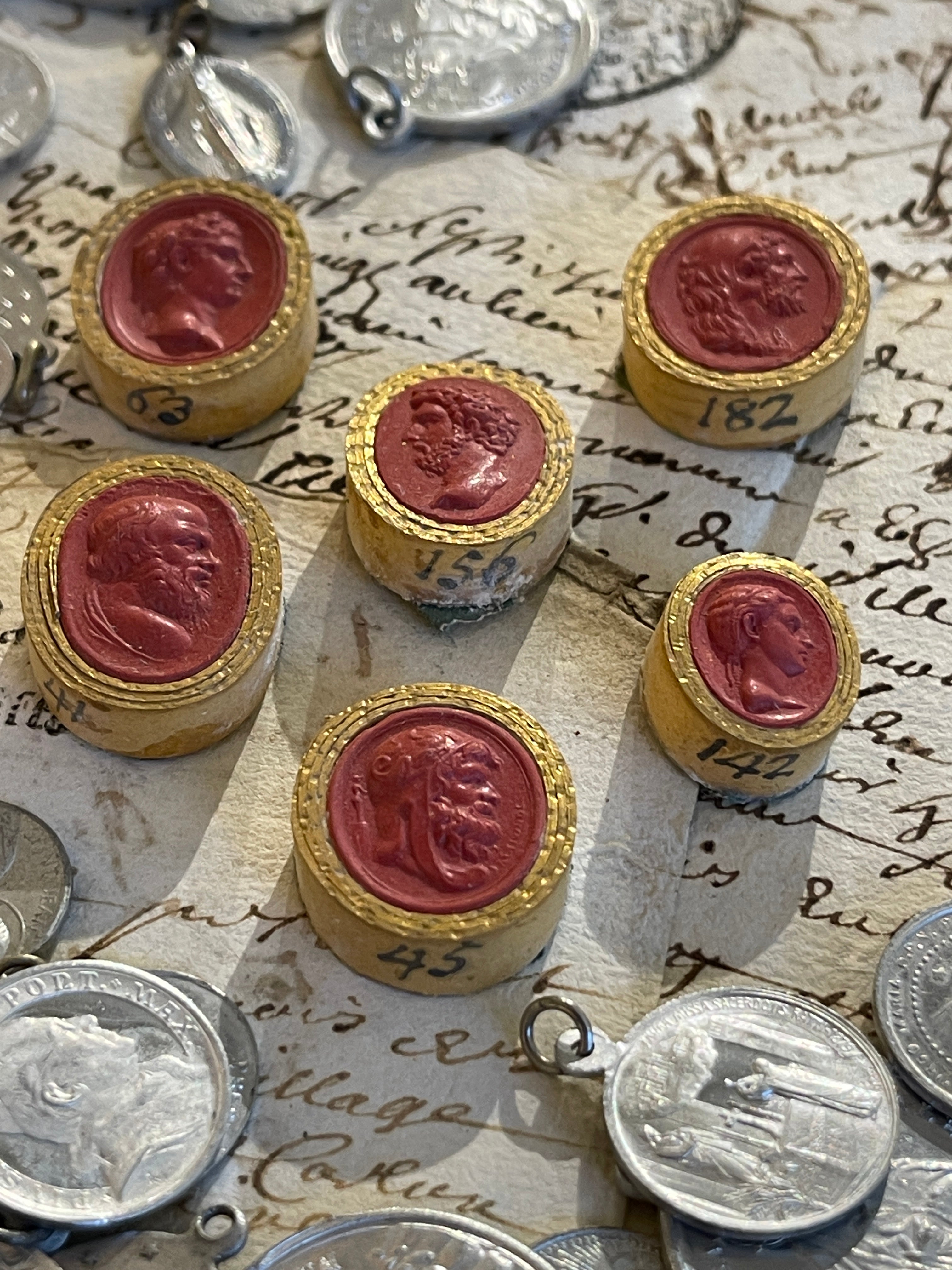 Rare Early 1800's Antique Red Sulfur Intaglios