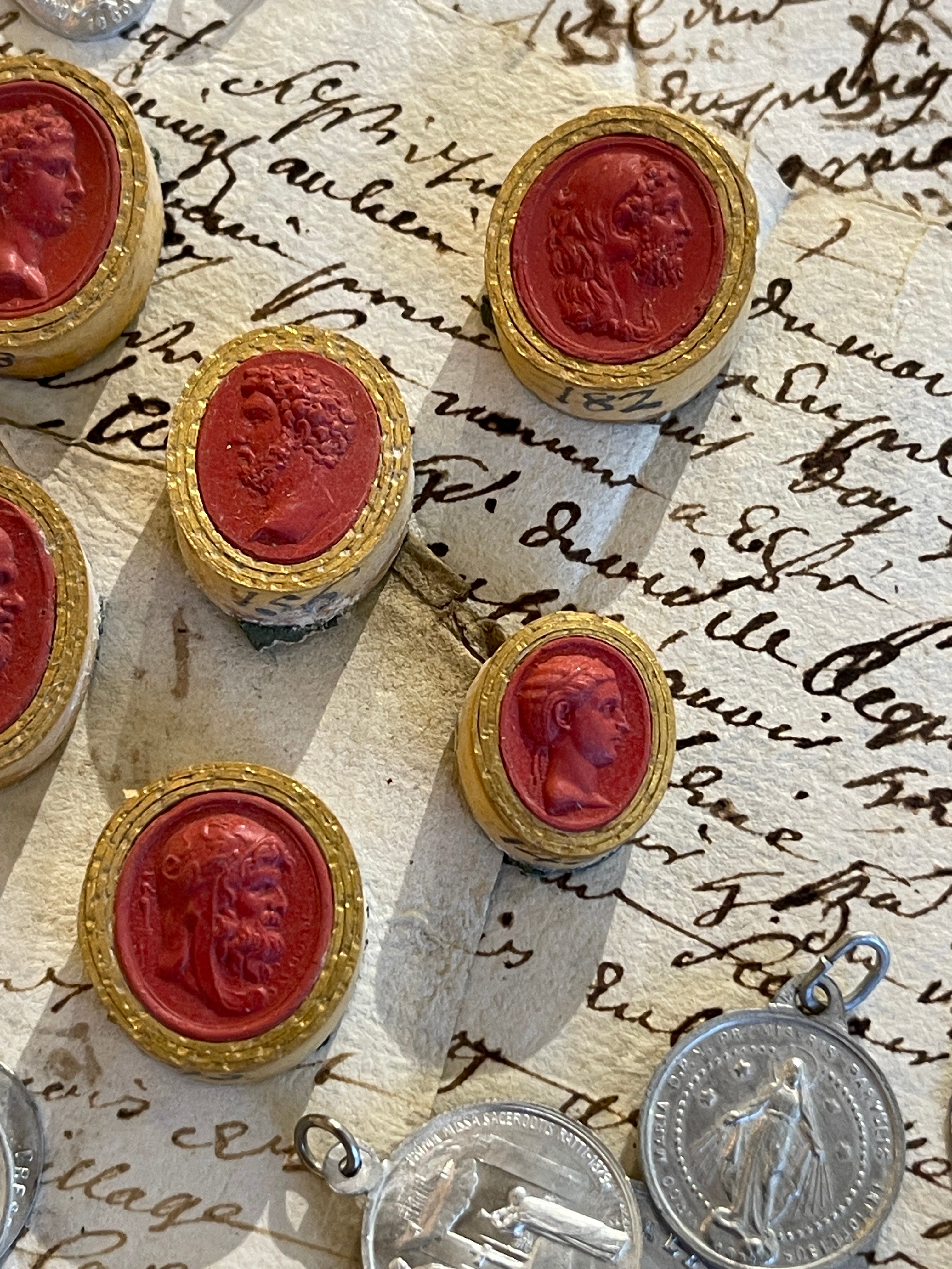 Rare Early 1800's Antique Red Sulfur Intaglios