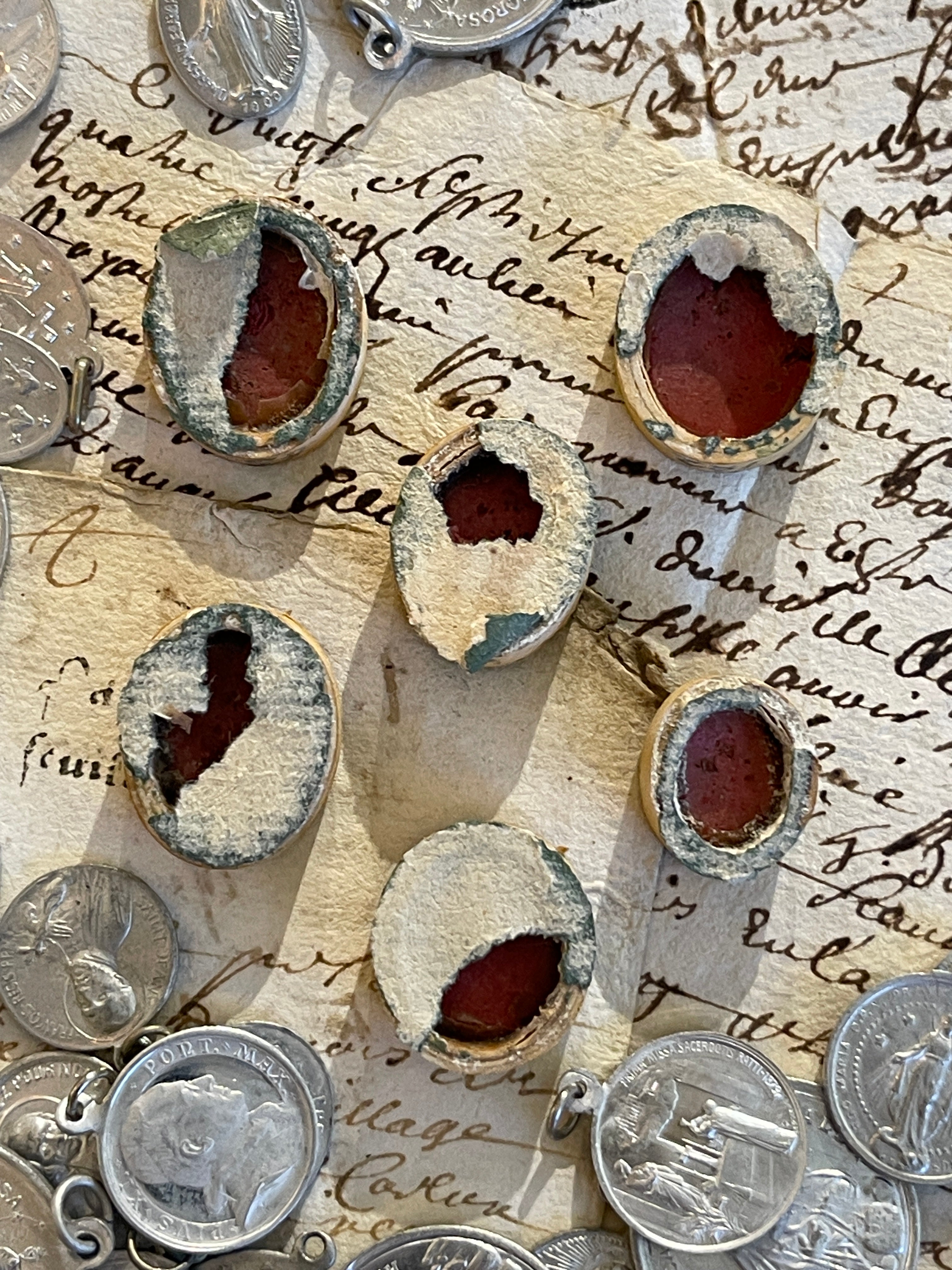 Rare Early 1800's Antique Red Sulfur Intaglios
