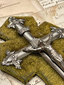 Antique French Crucifix & Holy Water Font