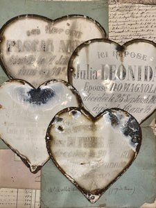 Antique French Heart Shaped Grave Markers - Memorial Plaque - Cemetery