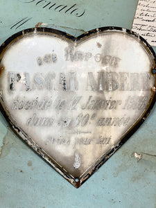 Antique French Heart Shaped Grave Markers - Memorial Plaque - Cemetery