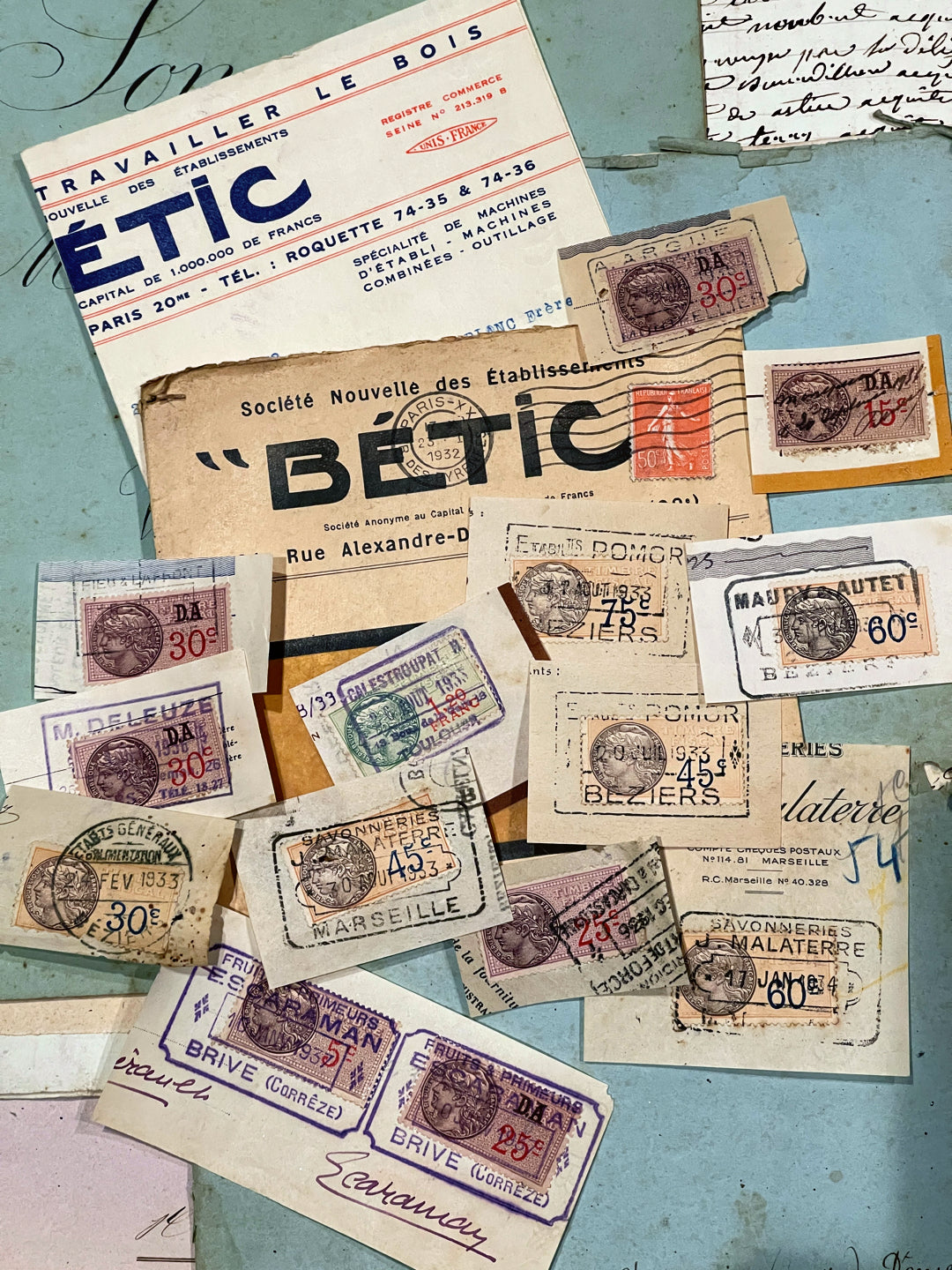Antique French Envelope with Stamps